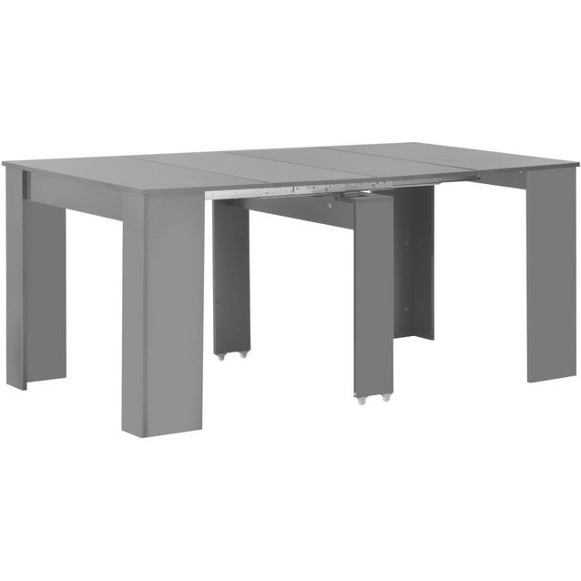 Jatkettava ruokapöytä korkeakiilto harmaa 175x90x75 cm_1