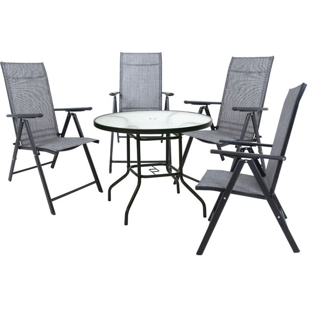 Garden furniture set DUBLIN table and 4 foldable chairs, grey