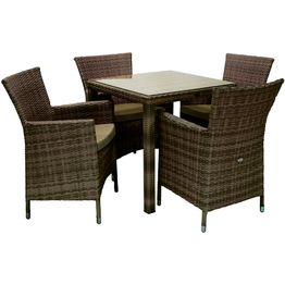 Puutarharyhmä Home4You WICKER, 4 tuolia, ruskea