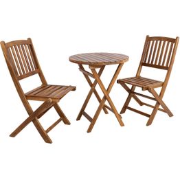 Parvekeryhmä Home4You GWEN Ø60 cm pöytä ja 2 tuolia, ruskea