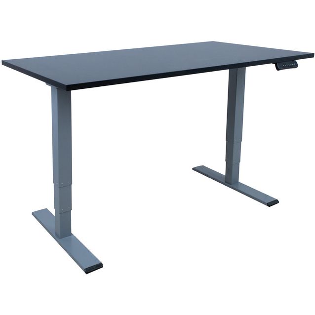 Desk ERGO OPTIMAL with 2 motor 140x80xH62-127cm, black/silver grey