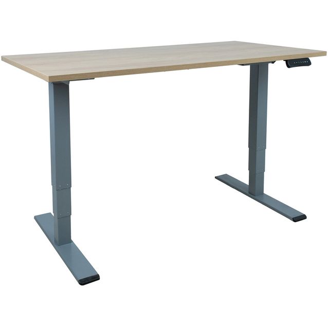 Desk ERGO OPTIMAL with 2 motor 140x70xH62-127cm, hickory/silver grey