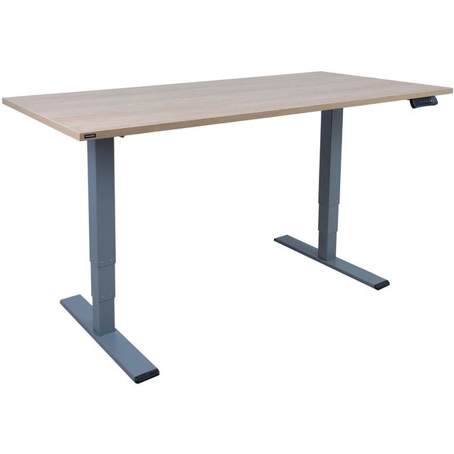 Desk ERGO OPTIMAL with 2 motor 160x80xH62-127cm, hickory/silver grey