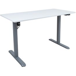 Työpöytä Home4You ERGO LIGHT 1 moottorilla 120x60xK73-118 cm, valkoinen/hopeanharmaa