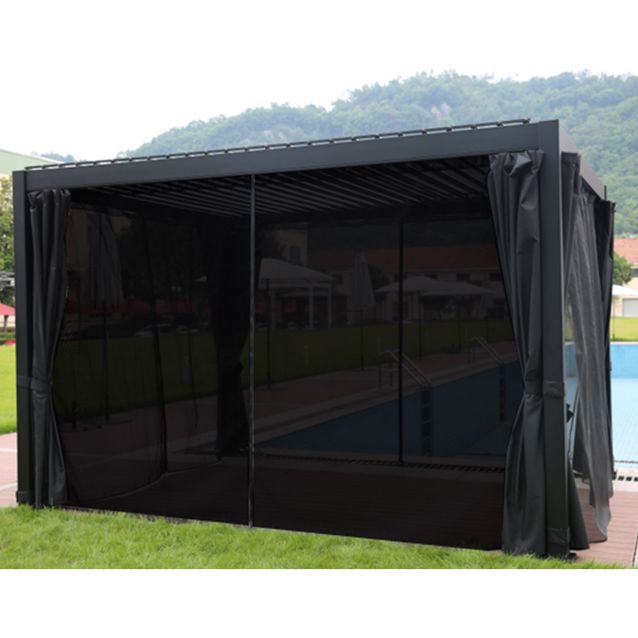 Gazebo MIRADOR-111 3x3m with textilene side walls, dark grey