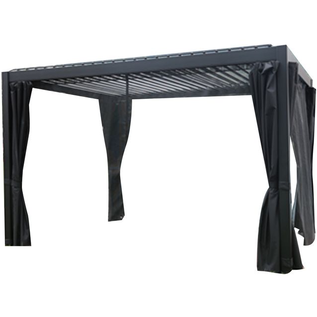 Gazebo MIRADOR-111 3x3m with curtains, dark grey