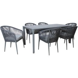 Puutarhakalustesetti Home4You CARVES pöytä ja 6 tuolia, harmaa