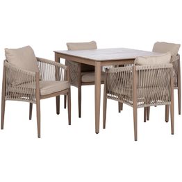 Puutarhakalustesetti Home4You MEDINA pöytä ja 4 tuolia, beige