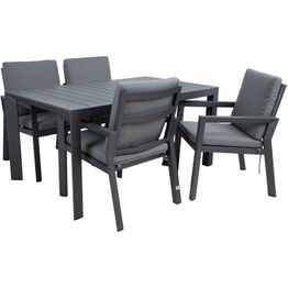 Puutarhakalustesetti Home4You TOMSON pehmusteellisilla tuoleilla, 4 tuolia, harmaa