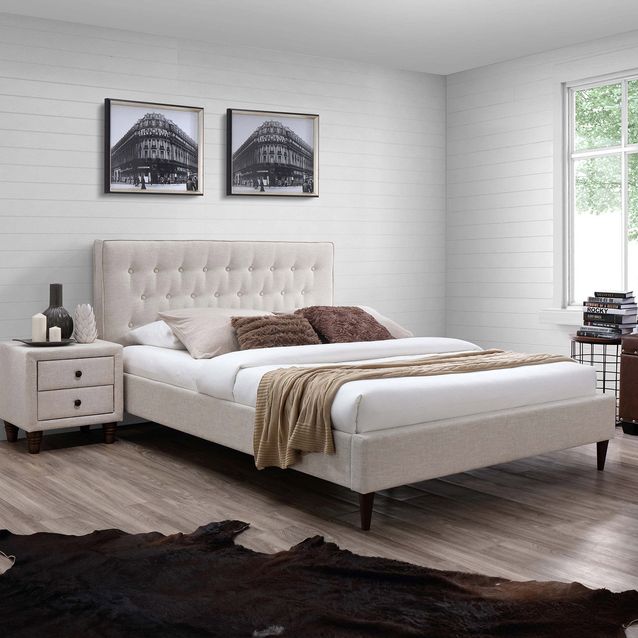 Bed EMILIA 180x200cm, with mattress HARMONY TOP, beige
