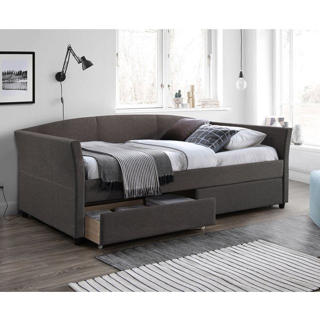 Bed GENESIS 90x200cm, with mattress HARMONY DELUX, brownish grey