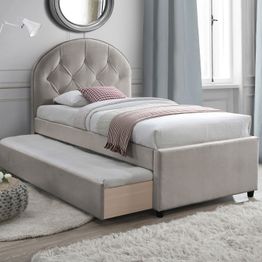 Sänky Home4You LARA patjalla HARMONY UNO 90x200 cm, samppanja, beige