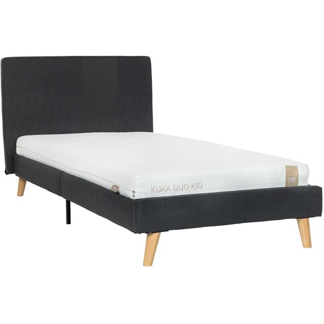 Bed JUNO 90x200cm, with mattress KUKA DUO KID, grey