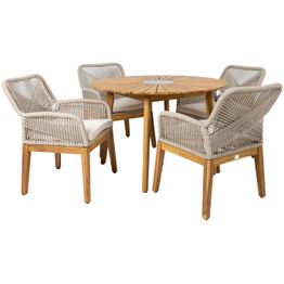 Puutarhakalustesetti Home4You FLORIDA pöytä ja 4 tuolia, beige