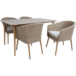 Puutarhakalustesetti Home4You NORWAY pöytä ja 4 tuolia, beige