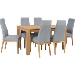 Ruokailuryhmä Home4You CHICAGO NEW 140 cm pöydällä ja 6 tuolilla, harmaa