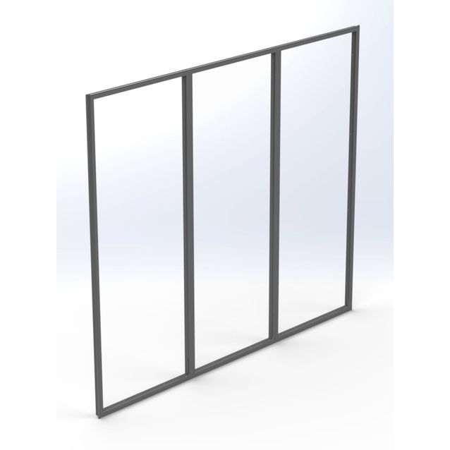 Terassilasi Keraplast P23 kiinteä 3-os., harmaa, kirkas lasi, mittatilaus