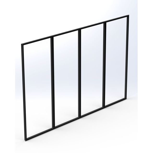 Terassilasi Keraplast P23 kiinteä 4-os., musta, kirkas lasi, mittatilaus