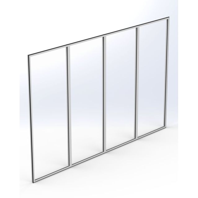 Terassilasi Keraplast P23 kiinteä 4-os., valkoinen, kirkas lasi, mittatilaus