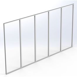 Terassilasi Keraplast P23 kiinteä 5-os., valkoinen, kirkas lasi, mittatilaus