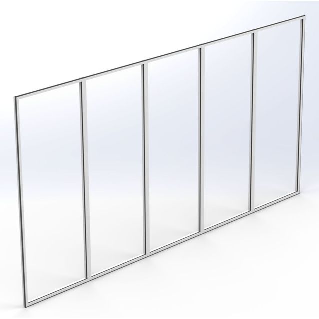 Terassilasi Keraplast P23 kiinteä 5-os., valkoinen, kirkas lasi, mittatilaus