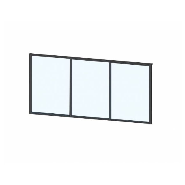 Terassin liukulasi-ikkuna Keraplast 3-os. 1100x2870mm, kirkas/musta