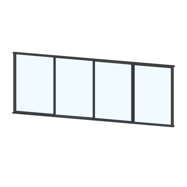 Terassin liukulasi-ikkuna Keraplast 4-os. 1100x3800mm, kirkas/musta