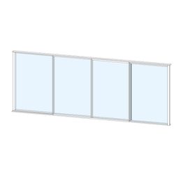 Terassin liukulasi-ikkuna Keraplast 4-os. 1100x3800 mm kirkas/valkoinen