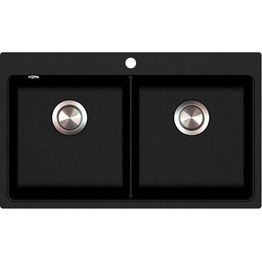 Keittiöallas Kiwi SQM200, 2-altainen, 860x510mm, kvartsikomposiitti, musta