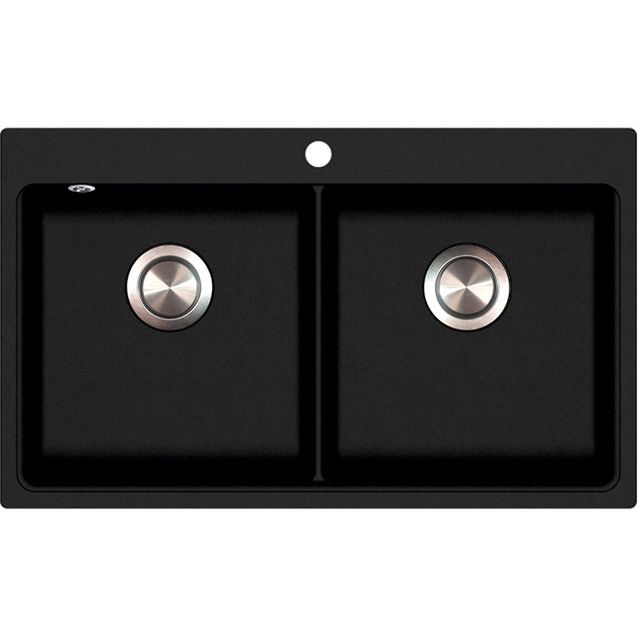 Keittiöallas Kiwi SQM200, 2-altainen, 860x510mm, kvartsikomposiitti, musta