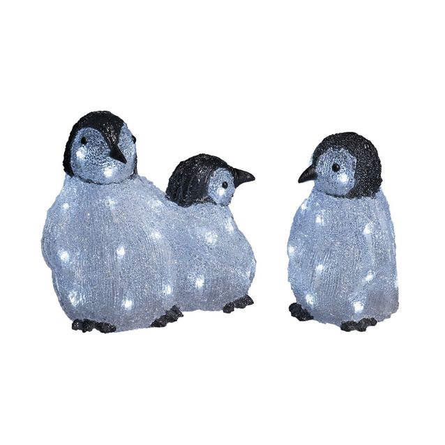 Valokoriste Konstsmide Pingviiniperhe, IP44, 3-osainen, 48 x LED, 23cm