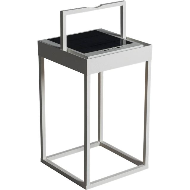 LED-lyhtyvalaisin Konstsmide Portofino aurinkopaneelilla valkoinen