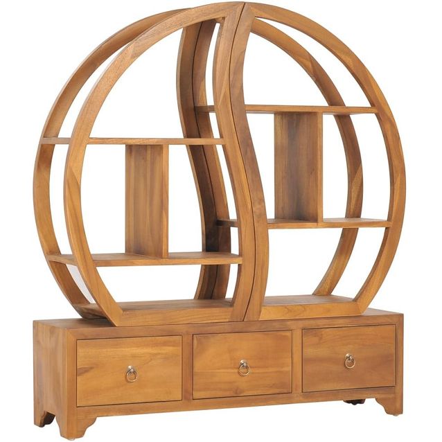 Kaappi jin ja jang -seinähyllyllä 100x26x112 cm täysi tiikki_1