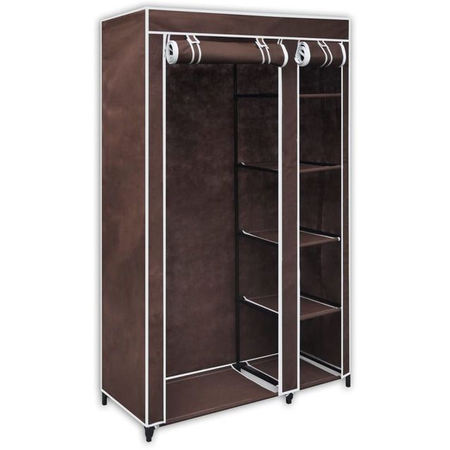 Kankaasta valmistettu vaatekaappi ruskea_1