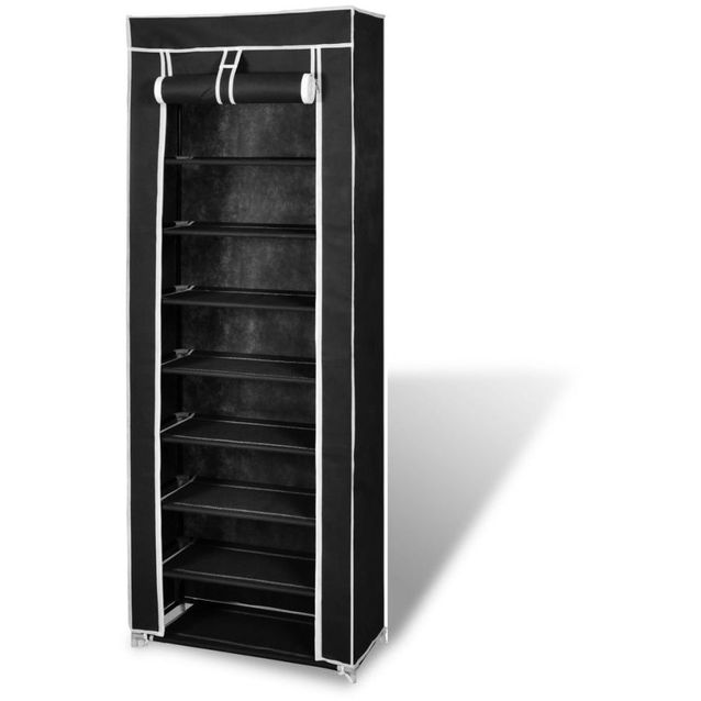Kankainen kenkäkaappi 57 x 29 x 162 cm musta_1