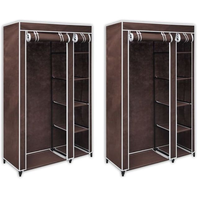 Kankaiset vaatekaapit 2 kpl ruskea_1