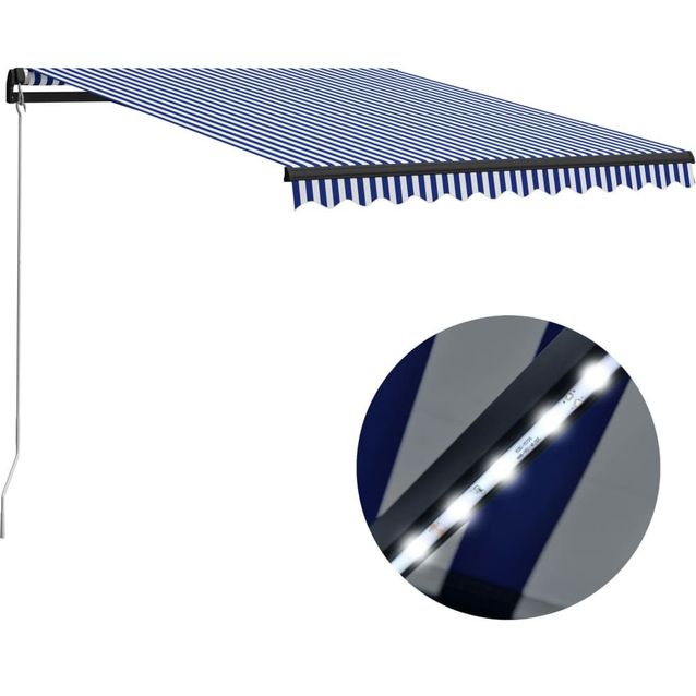 Käsin sisäänkelattava markiisi ledillä 300x250cm_1