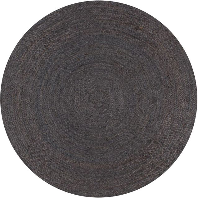 Käsintehty pyöreä juuttimatto 150 cm tummanharmaa_1