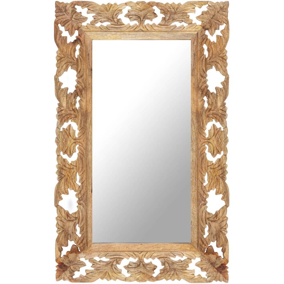 Käsinveistetty peili ruskea 80x50 cm täysi mangopuu