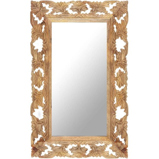 Käsinveistetty peili ruskea 80x50 cm täysi mangopuu_1