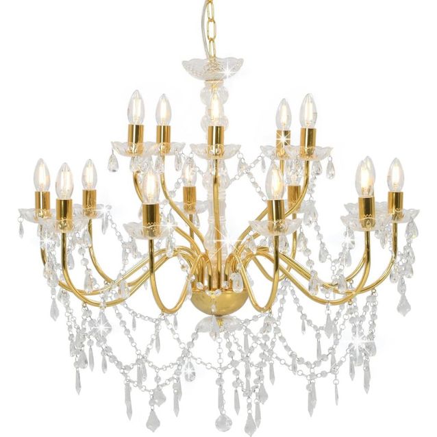 Kattokruunu 2-tasoinen kultainen 15 x e14 polttimot_1