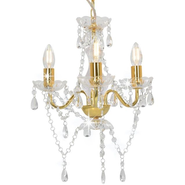 Kattokruunu helmillä kultainen pyöreä 3 x e14_1