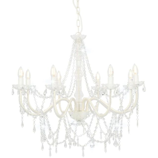 Kattokruunu helmillä valkoinen 8 x e14 polttimot_1