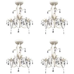 Kattokruunut kristallihelmillä 4 kpl elegantti valkoinen