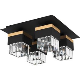 Kattovalaisin Eglo Barrancas 4x40W 38x38cm musta/kristalli