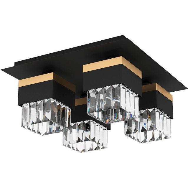 Kattovalaisin Eglo Barrancas 4x40W 38x38cm musta kristalli