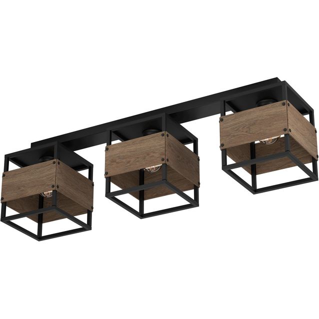 Kattovalaisin Eglo Evesham 3 osainen 87 5x19 5cm musta tummanruskea puu