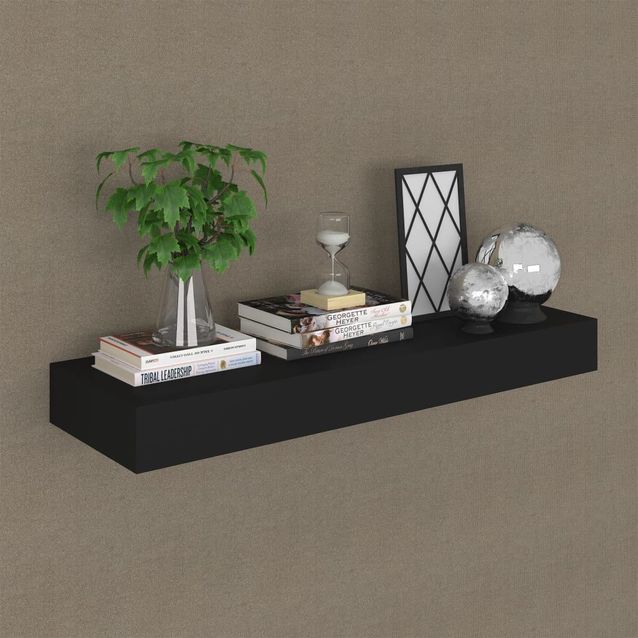 Kelluva seinähylly vetolaatikolla musta 80x25x8 cm_1