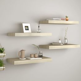 Kelluvat seinähyllyt 4 kpl tammi 60x23,5x3,8 cm mdf