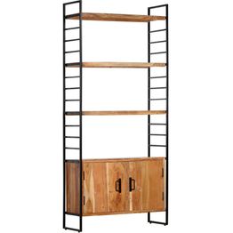 Kirjahylly 4 tasoa 80x30x180 cm täysi akaasiapuu